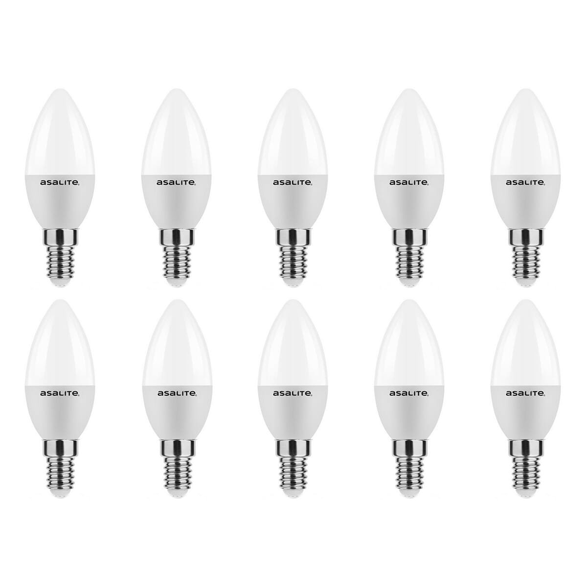 Asalite LED Lamp C37 E14 Fitting - 6W = 40W - 510 Lumen - 3000K Warm Wit Licht - Niet Dimbaar - 220-240V - Energiezuinig - Kaarslamp LED - 10 stuks
