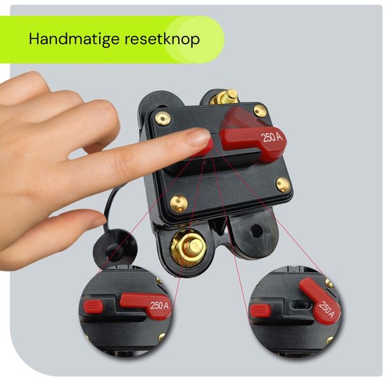 DC12-48V stroomonderbreker voor de auto, stroomonderbreker, waterdichte stroomonderbreker met handmatige reset zekeringhouder voor motor, auto, marine, boot, fiets, stereo audio