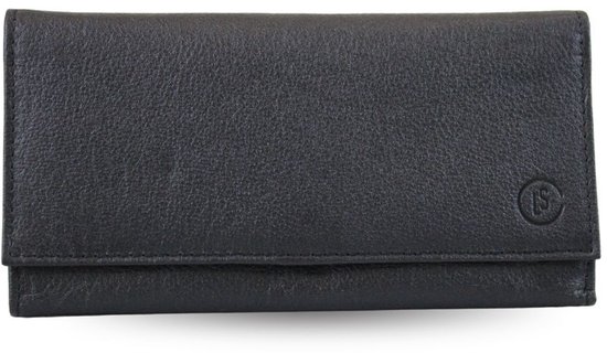 Portefeuille femme en Cuir véritable Zwart - Portefeuille à rabat - Porte-monnaie en cuir - Protection RFID - Cadeau pour femme