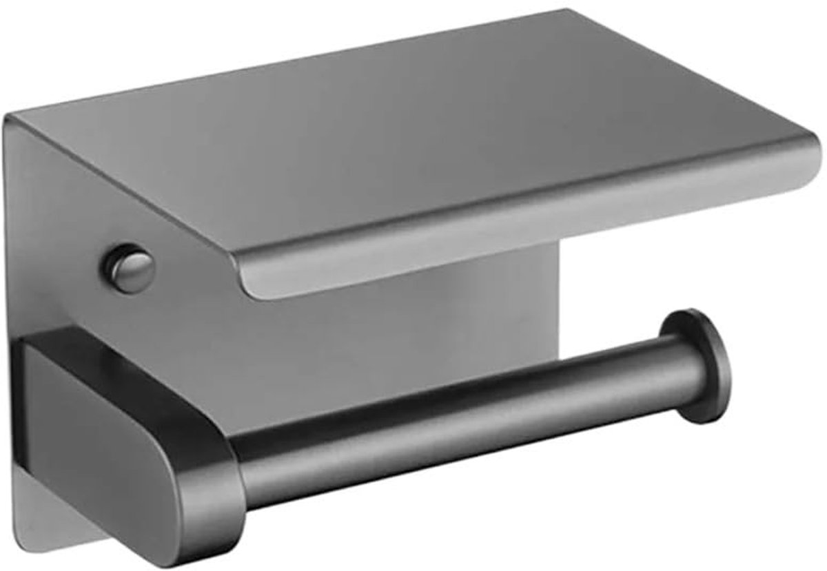 longziming -Enkele Toiletrolhouder van Roestvrij Staal – Wandmontage, 1 Rol – Grijs - 14×10×10 cm