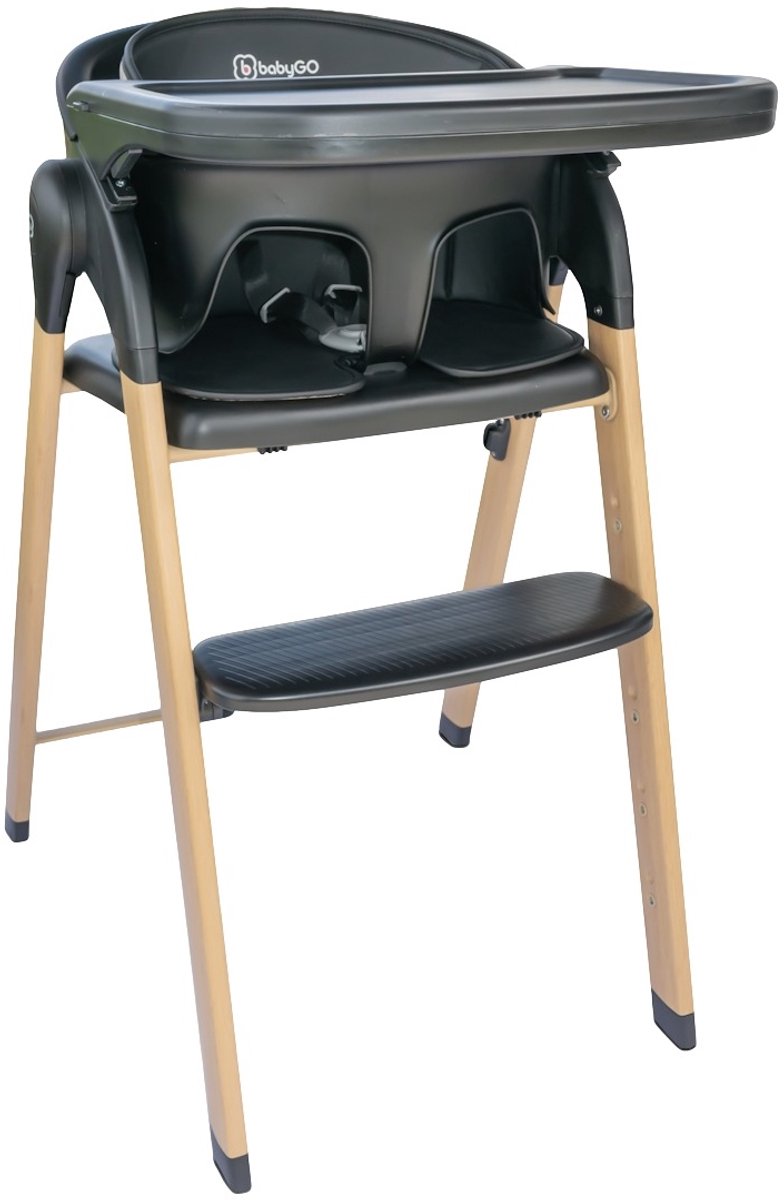BabyGo Levels Black Wood Kinderstoel