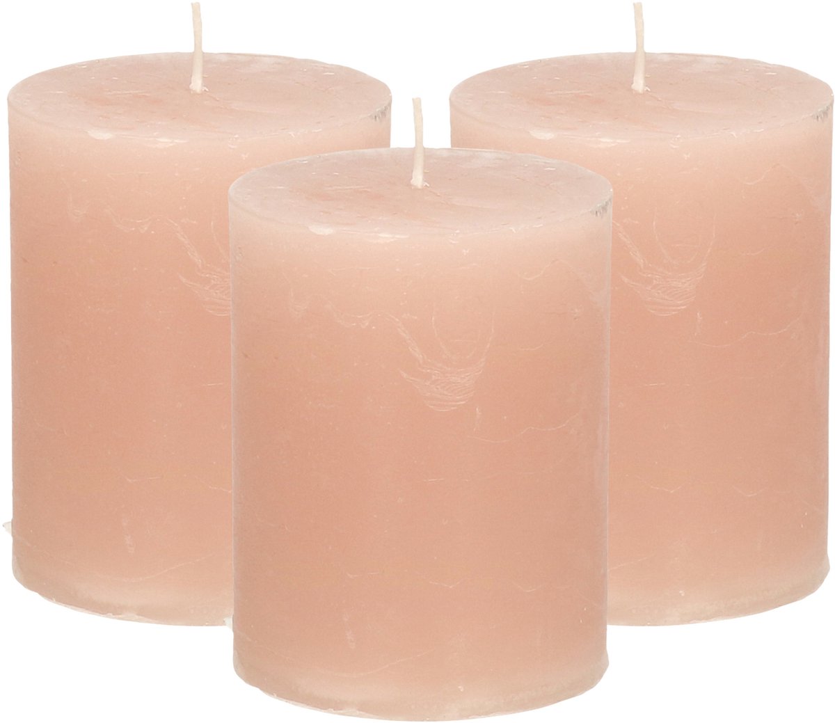 Atmosphera Stompkaars - 3x - taupe - 7 x 9 cm - cilinderkaars - middel rustiek model