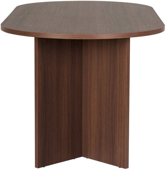 Kleine, ovale salontafel van donker hout met een unieke, gedraaide poot.