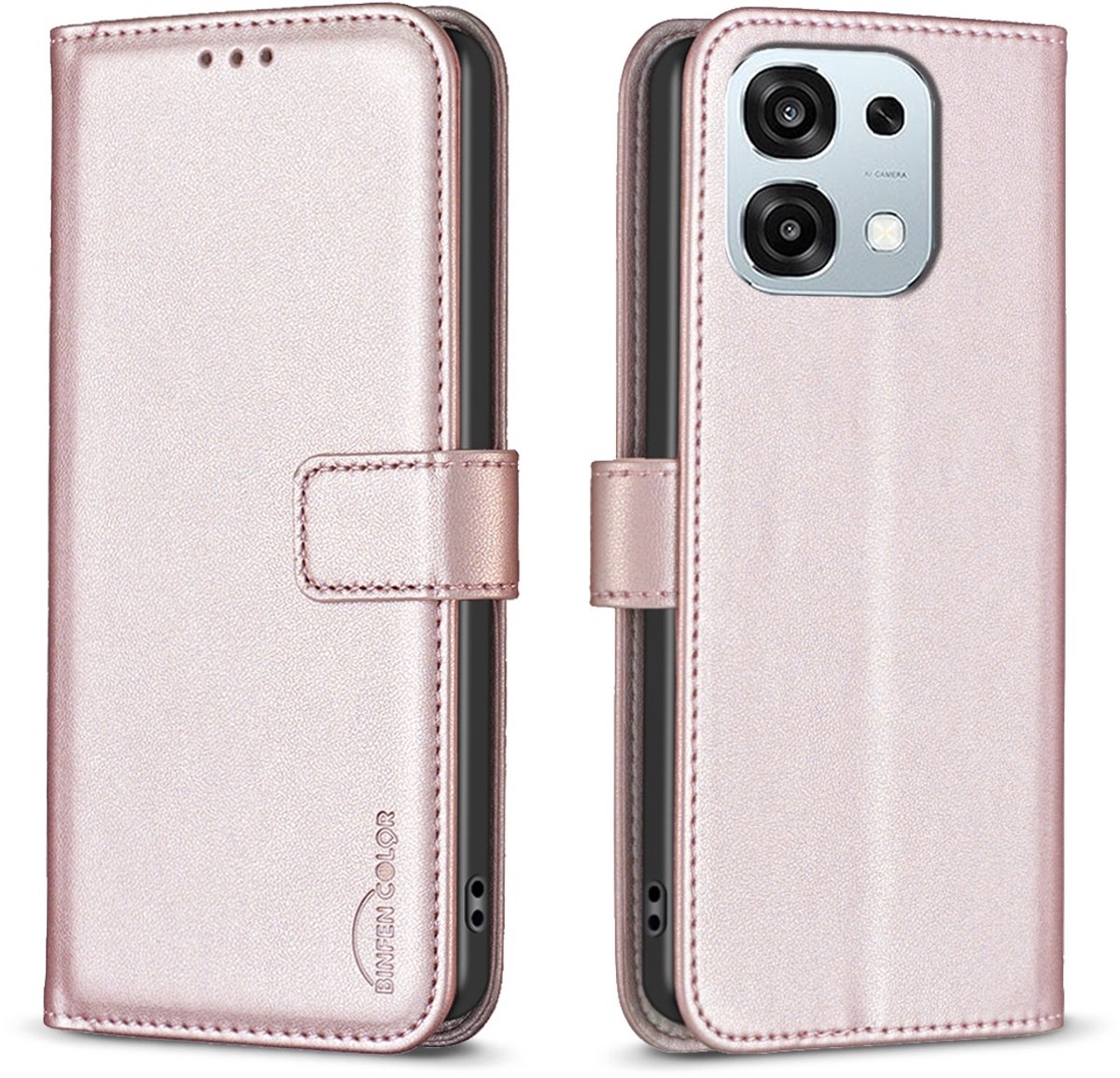BINFEN Hoesje - Geschikt voor OPPO A6 Pro 5G Hoesje - BINFEN Book Case - Rose Gold