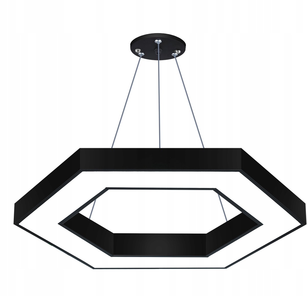 Moderne Hexagon LED Plafondlamp 80cm Zwart - 50W Neutraal Wit