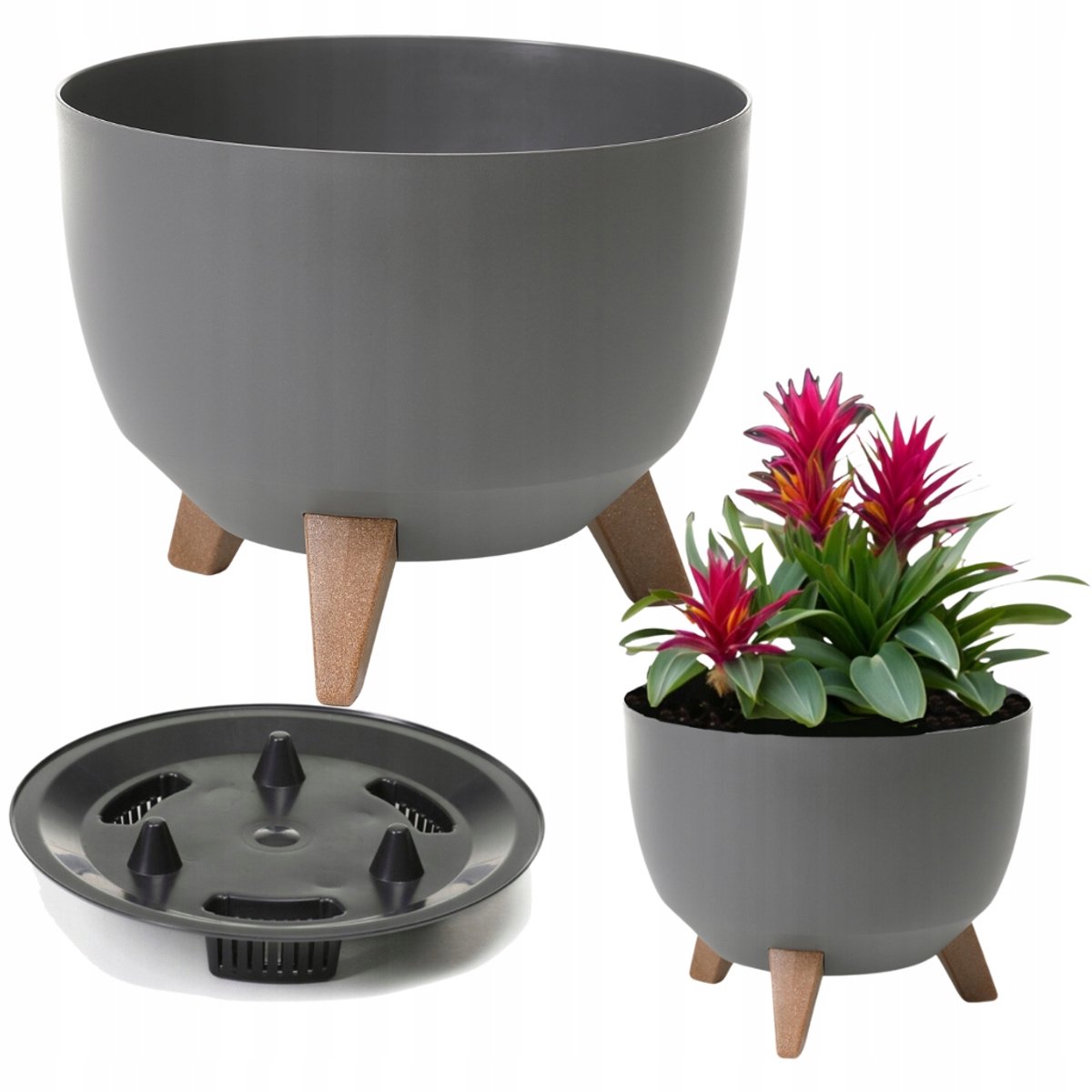 Bloempot Misa ROMA 24 cm Antraciet Mat met Voetjes