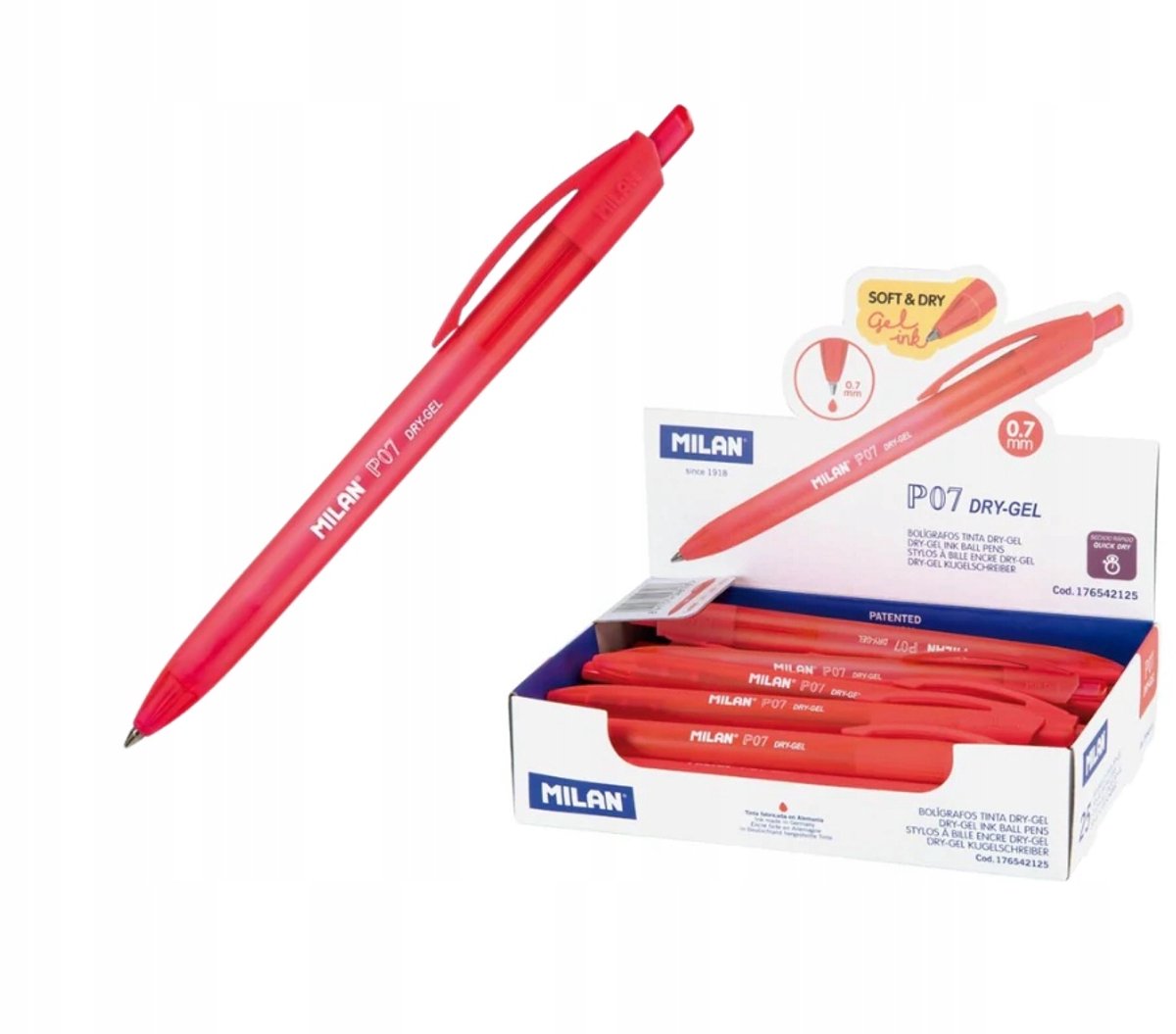 Milan Gel Pen Touch P07 Rood - Sneldrogend & Comfortabel
