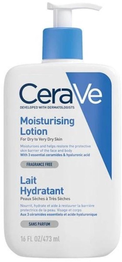 CeraVe Hydraterende melk - voor de droge tot zeer droge huid - met 3 essentiële ceramiden en hyaluronzuur - 473ml