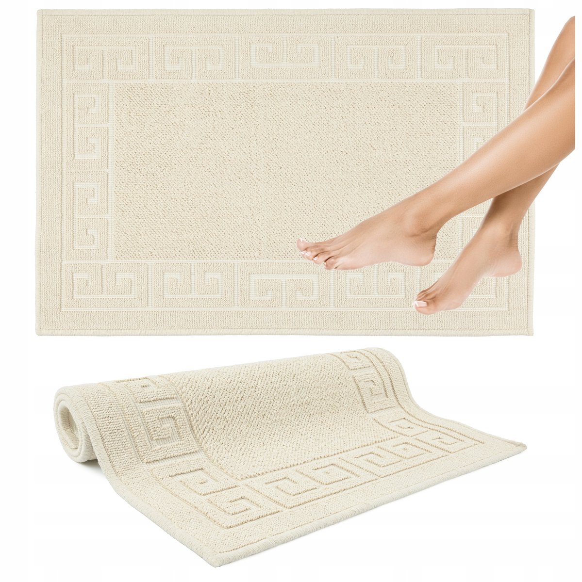 Badkamer vloerkleed Katoen Beige Antislip 50x80cm Wasbaar