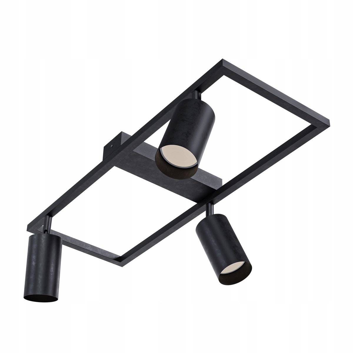 Zwarte Plafondlamp LED GU10 3 Spots Draaibaar Aluminium