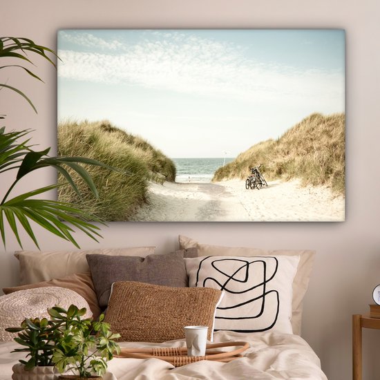 Toile Peinture Plage - Dune - Ciel - 150x100 cm - Décoration murale