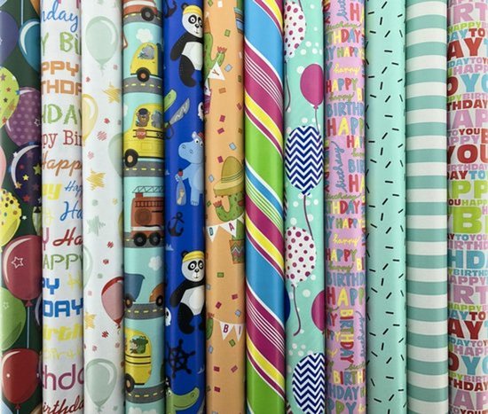 Assortiment de papier cadeau de luxe pour enfants - 200 x 70 cm - 5 rouleaux