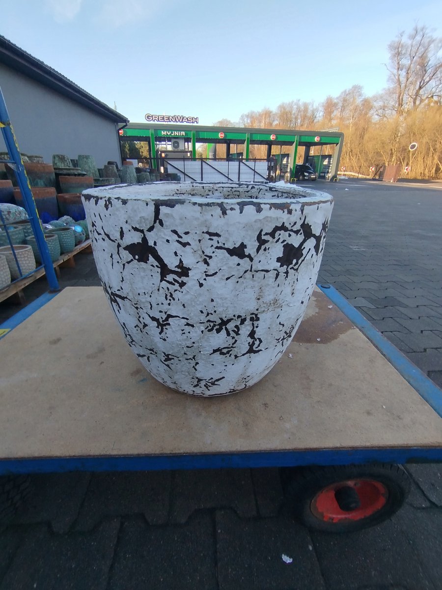 Witte keramische pot 29x29 cm - Handgemaakt, vorstbestendig