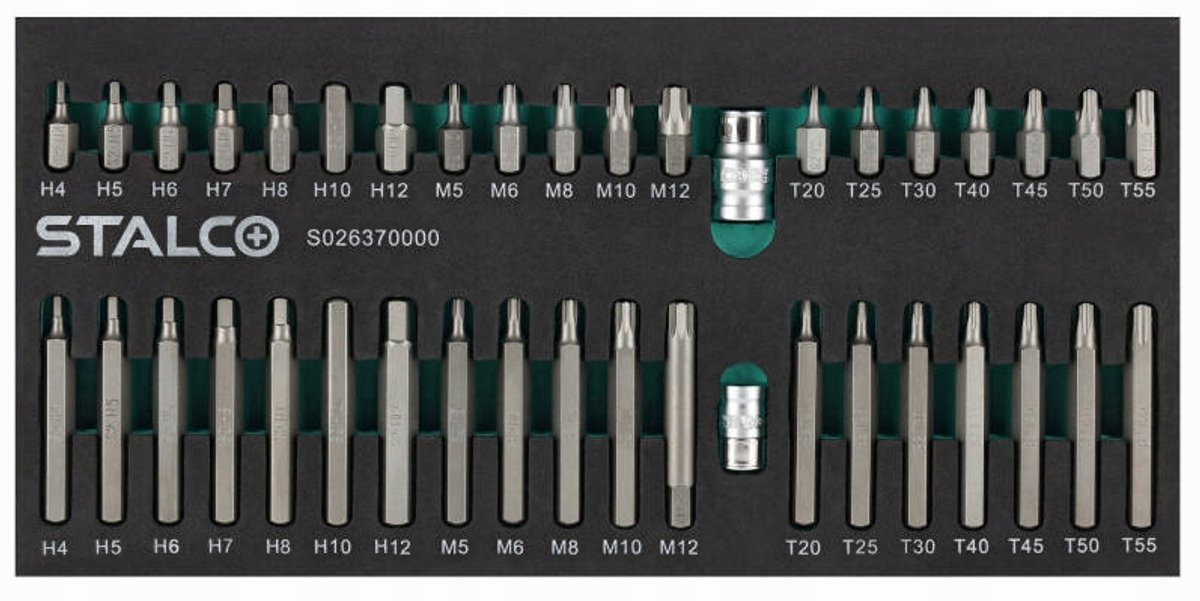Stalco Bitset Hex Torx Spline 40 Delen S2 Staal met Adapters