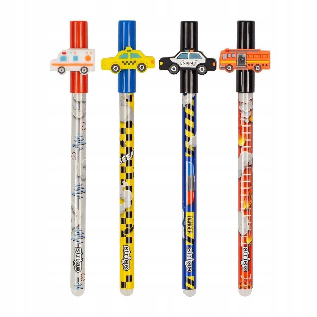 Uitwisbare Pen met Dop - Voertuigen Thema - Strigo