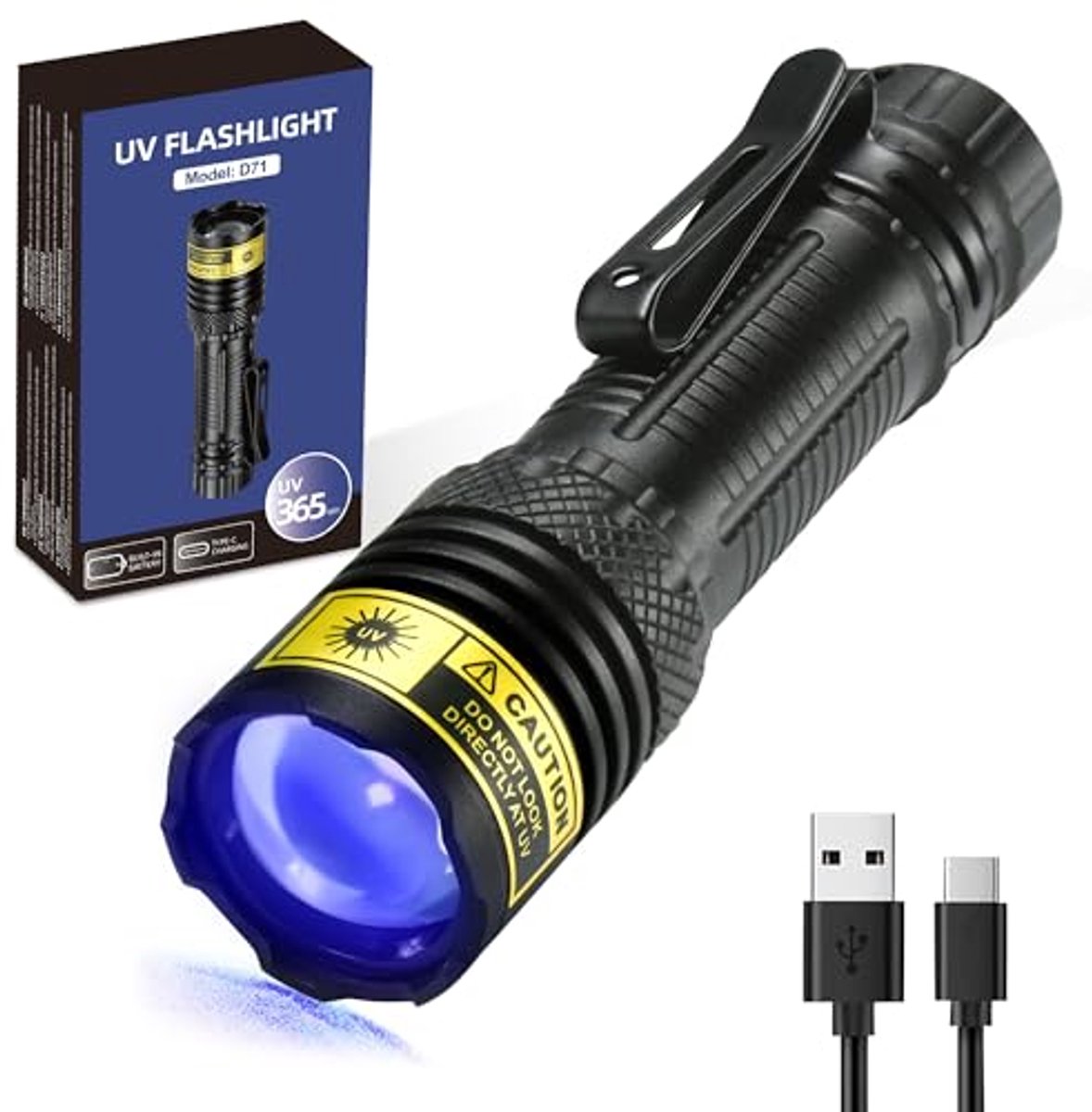 Krachtige Mini USB-C UV-zaklamp 365nm - Draagbare Blacklight voor Detectie en Inspectie