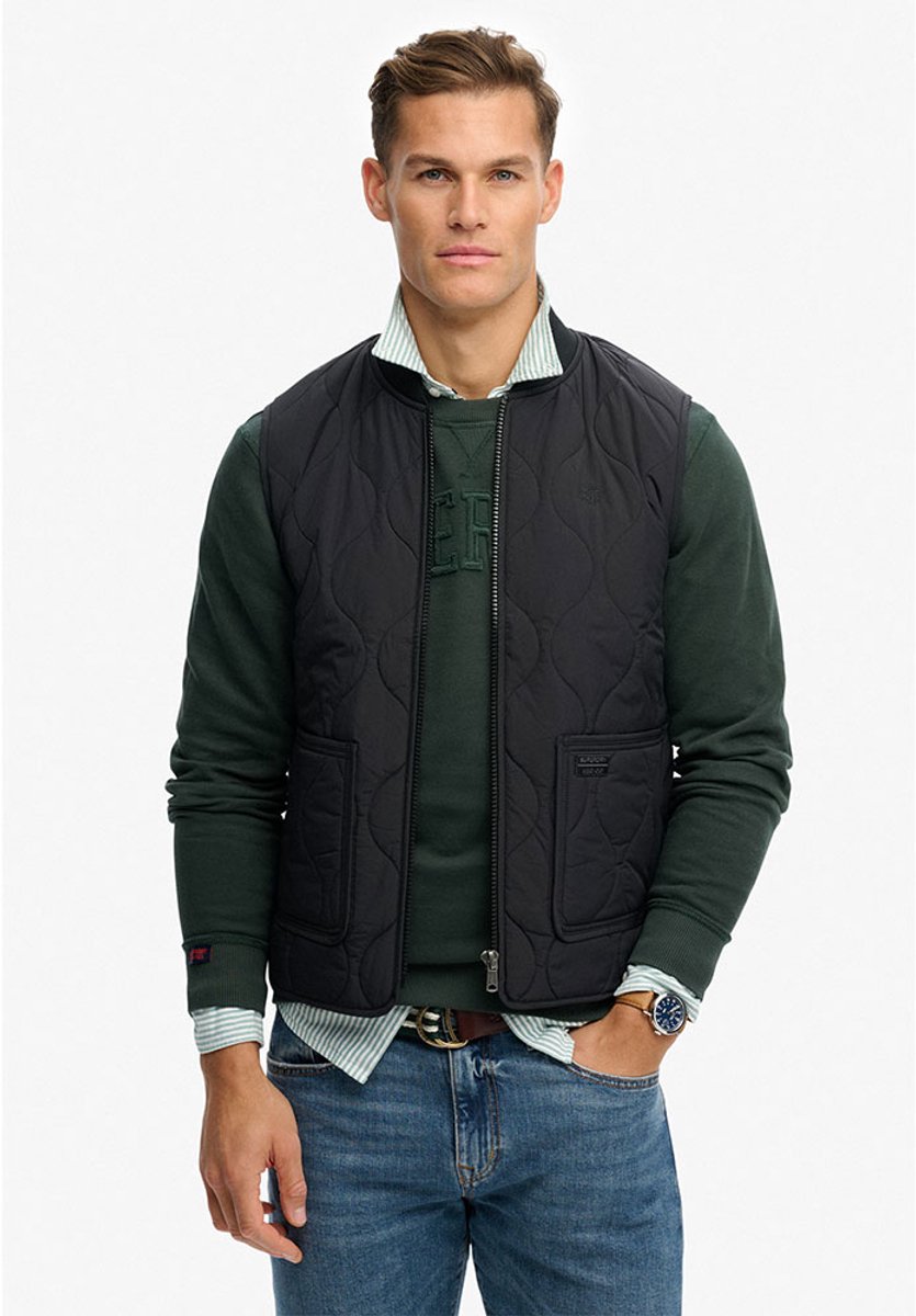 Superdry Military Liner Bodywarmer Heren Gilets Zwart