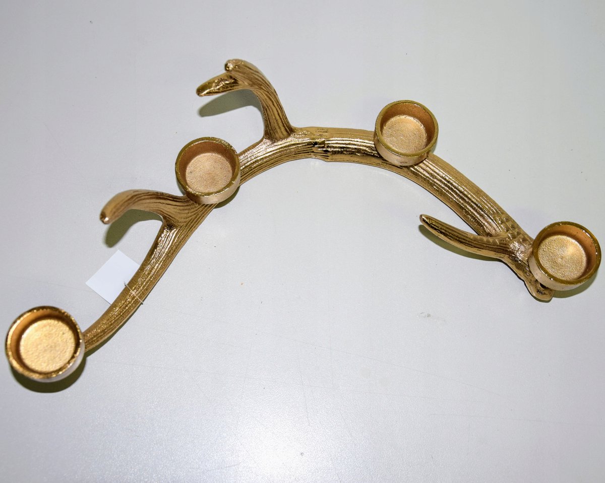 Gouden Herten Gewei Kandelaar voor 4 Tealights - Grote Decoratie