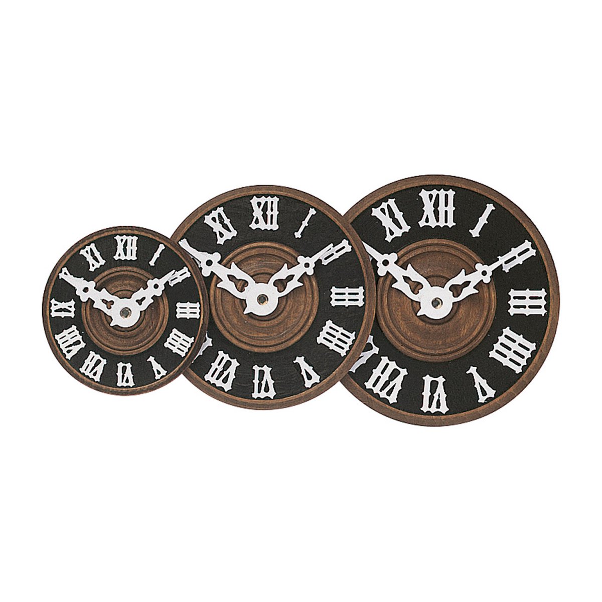 Wijzerplaat voor koekoeksklokken - aangebrachte Romeinse cijfers - buitendiameter: 60-110 mm - materiaal: gedraaid, gekleurd hout