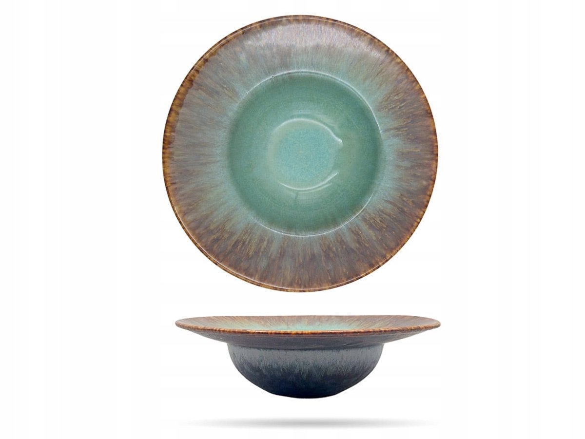 Kera Ceramika Agat Pastabord 27 cm - Groen/Bruin