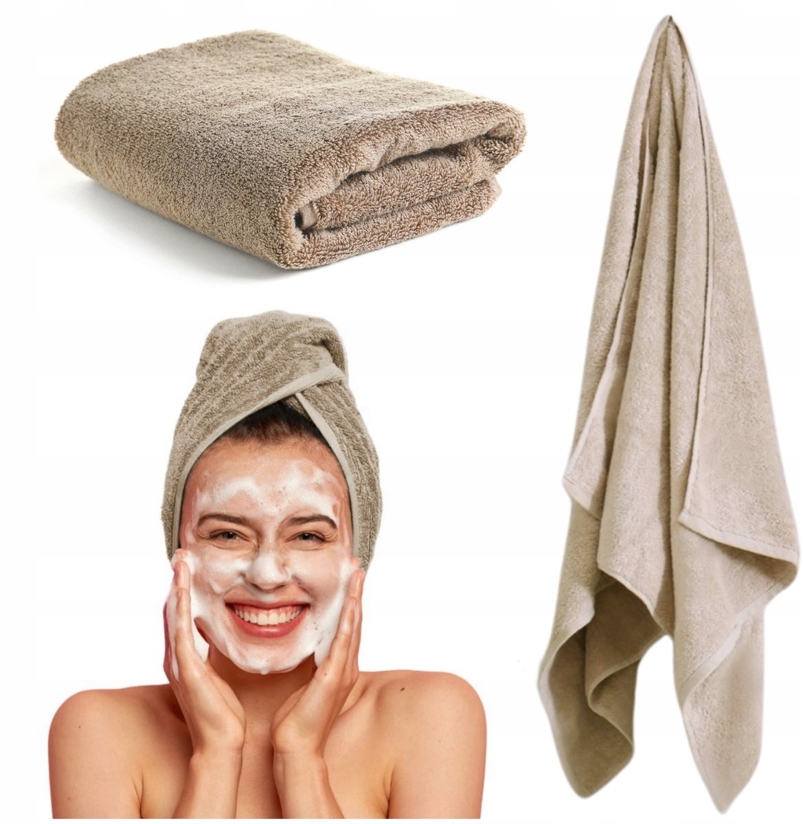 Faro Otto Katoenen Handdoek Sneldrogend 50x100cm Beige 400 g/m²