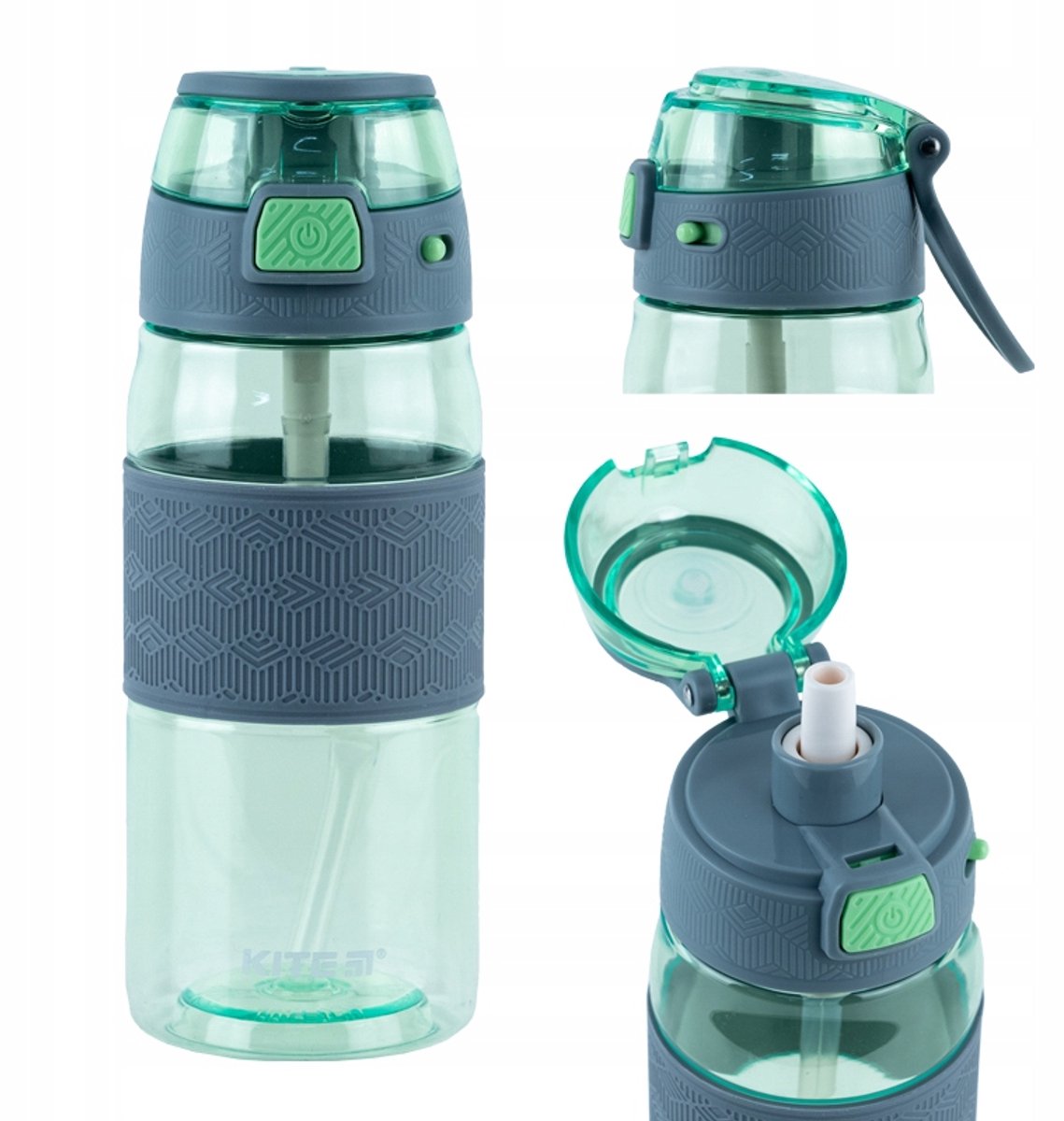 Kite Bidon 600 ml groen - Tritan waterfles met rietje en tuit