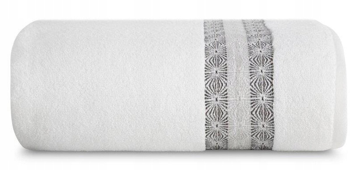 Malika Badhanddoek 50x90cm Katoen Frotte Wit met Borduur