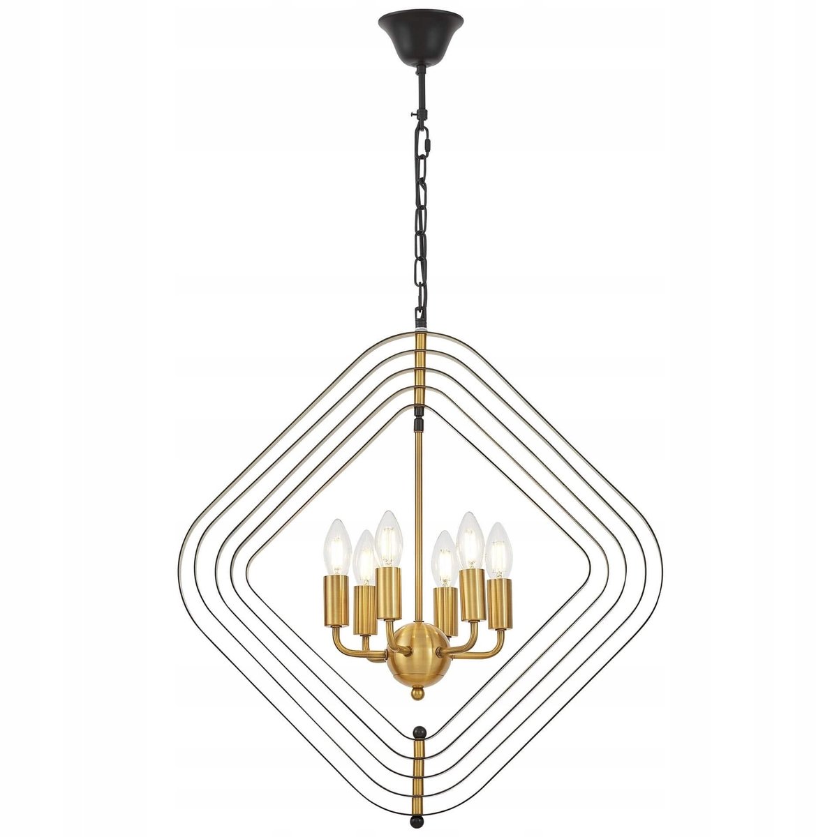 Moderne Zwarte Hanglamp Messing LED - 6xE14 - Verstelbaar