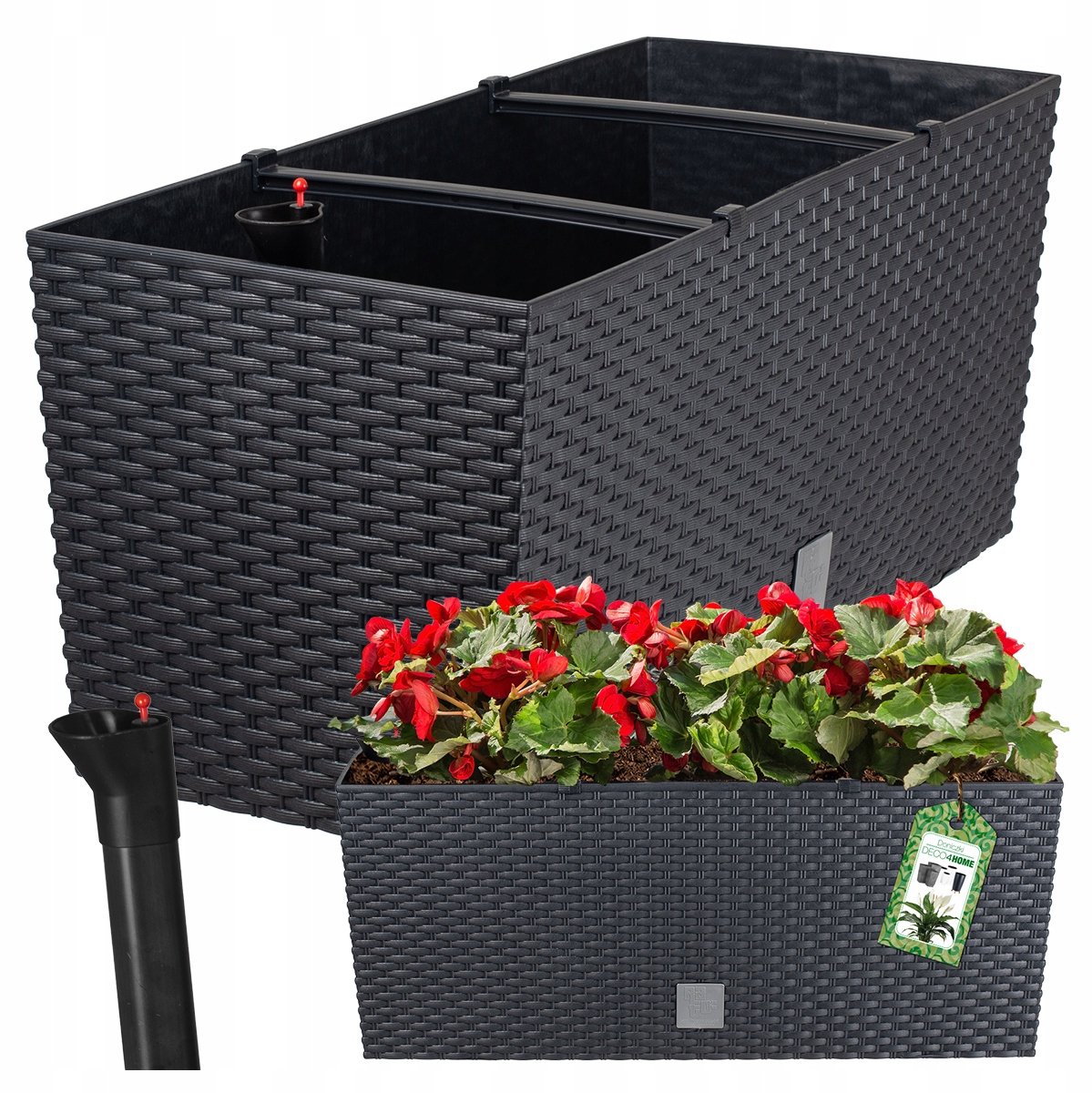 Antraciet Rattan Look Balkonbak met Zelfbewateringssysteem 51,5cm