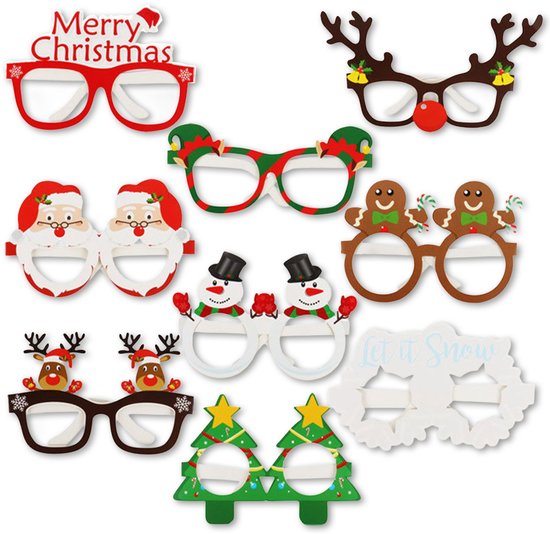 LUQ – Verres en papier Glam de Noël – Accessoires de vêtements pour bébé de fête de Noël – Lunettes de Fête