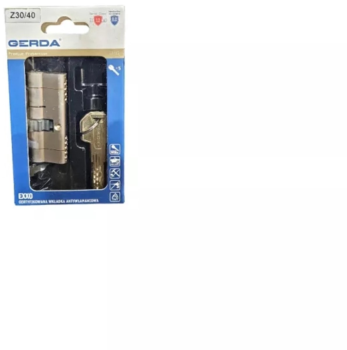 Gerda EXXO Z30/40 Cilinder met Tandwiel, Nikkel, 5 Sleutels