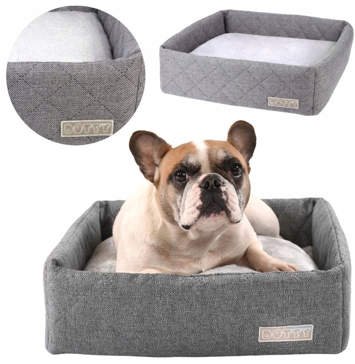 DOTTY Hondenmand Kattenmand Bank Gevlekt Grijs Maat M (50x50cm)