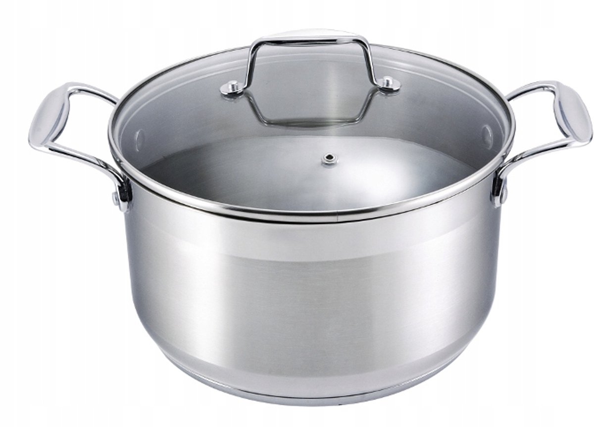 RVS Kookpan 20cm 3.4L met Glazen Deksel - Inductie Geschikt