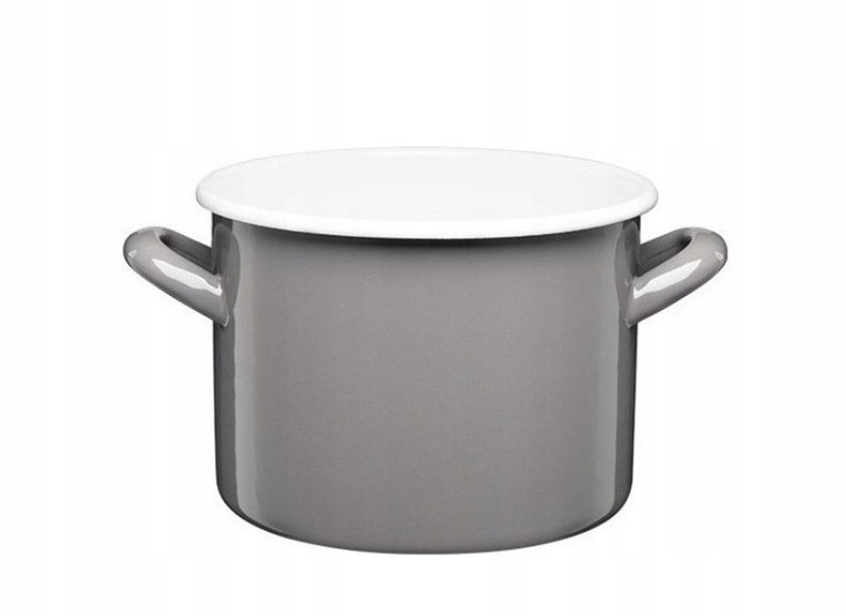 GORDON Emaille Pan 16 cm 2,4L - Grijs met Wit Interieur