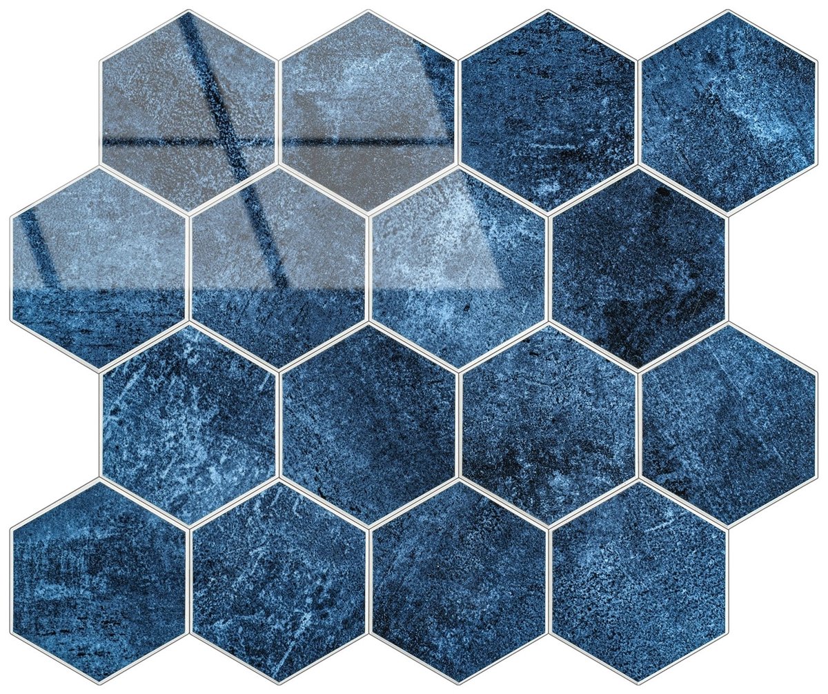 Zelfklevende Mozaïek Tegel - Afimona Blue Marble Hexagon - Blauw - 29.2x25.4x3.3mm