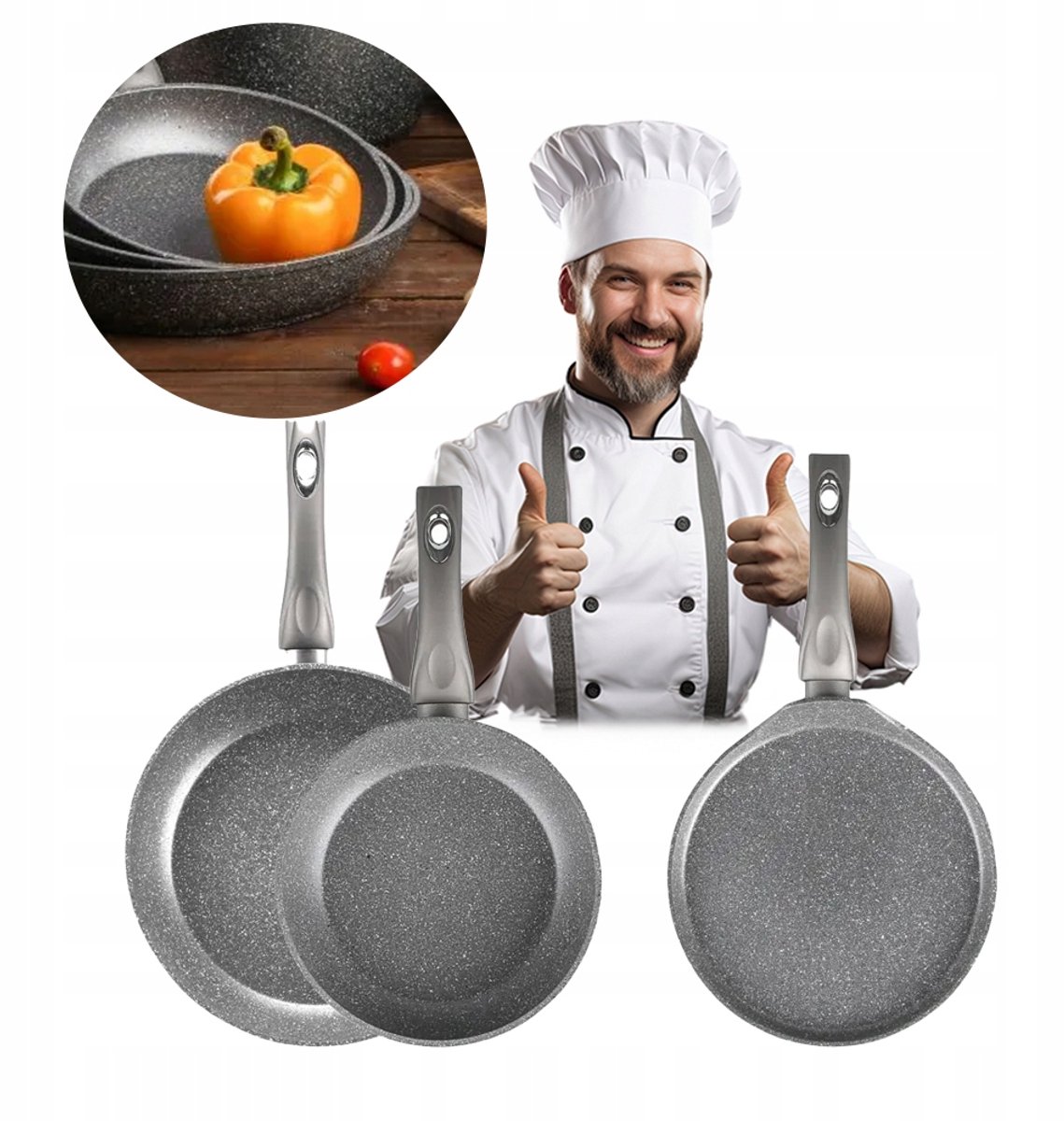 Valdinox Rock Pannenset: 3 Koekenpannen & Crêpepan (20/24cm)