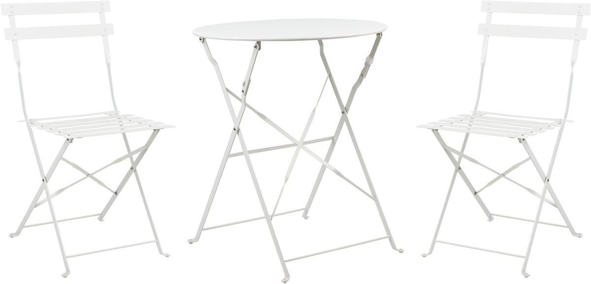 Beliani FIORI - Bistroset voor 2 - wit - Staal