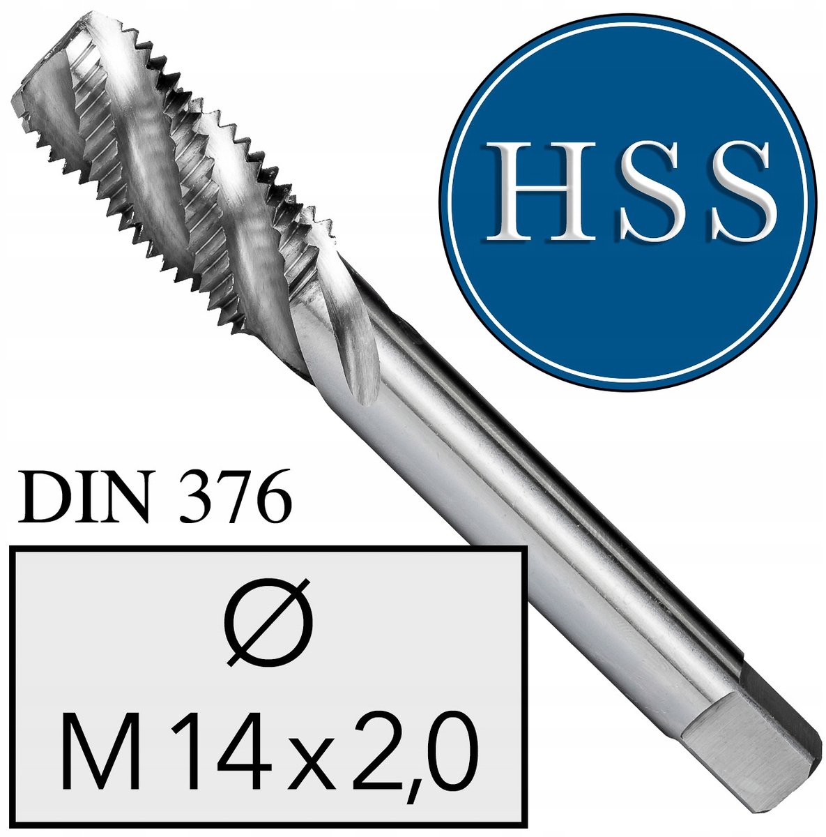 M14 HSS machinetap DIN 371, spiraal, voor doorlopende gaten