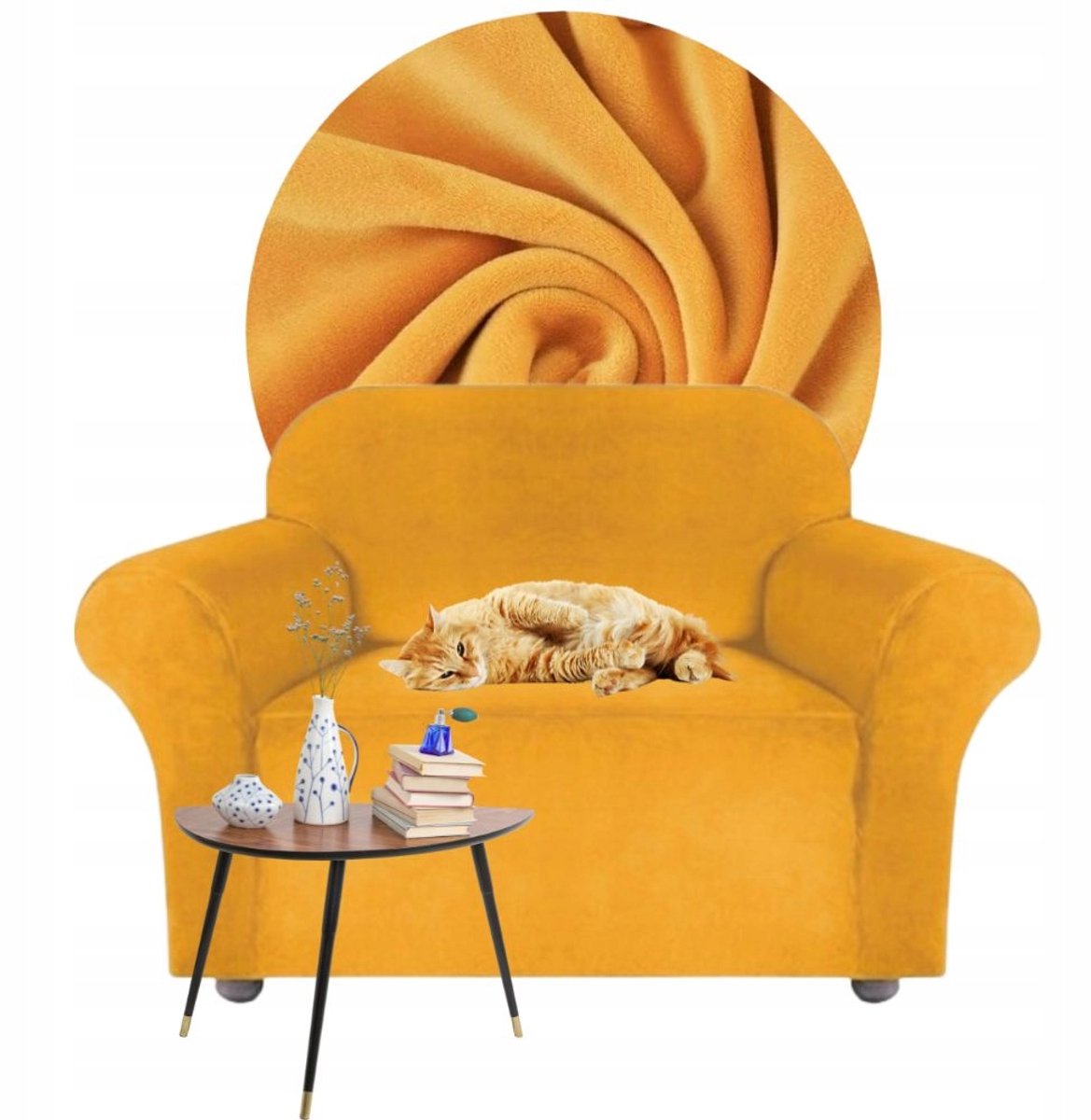 Elastische fluwelen hoes voor bank/fauteuil (90-140 cm)