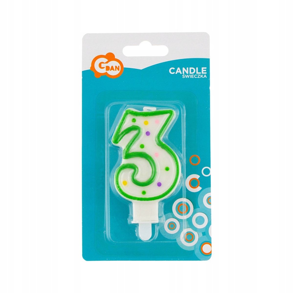 Kaars Cijfer 3 met Stippen - 7,5 cm