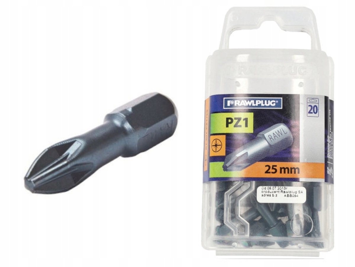 Rawlplug Pozidriv PZ1 Bits 25mm - 20 Stuks