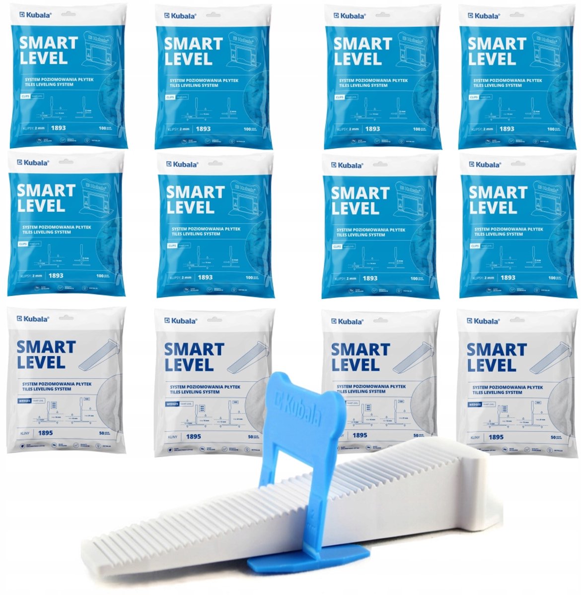 Kubala Smart Level Tegel nivelleersysteem: 800 clips 2mm + 200 wiggen