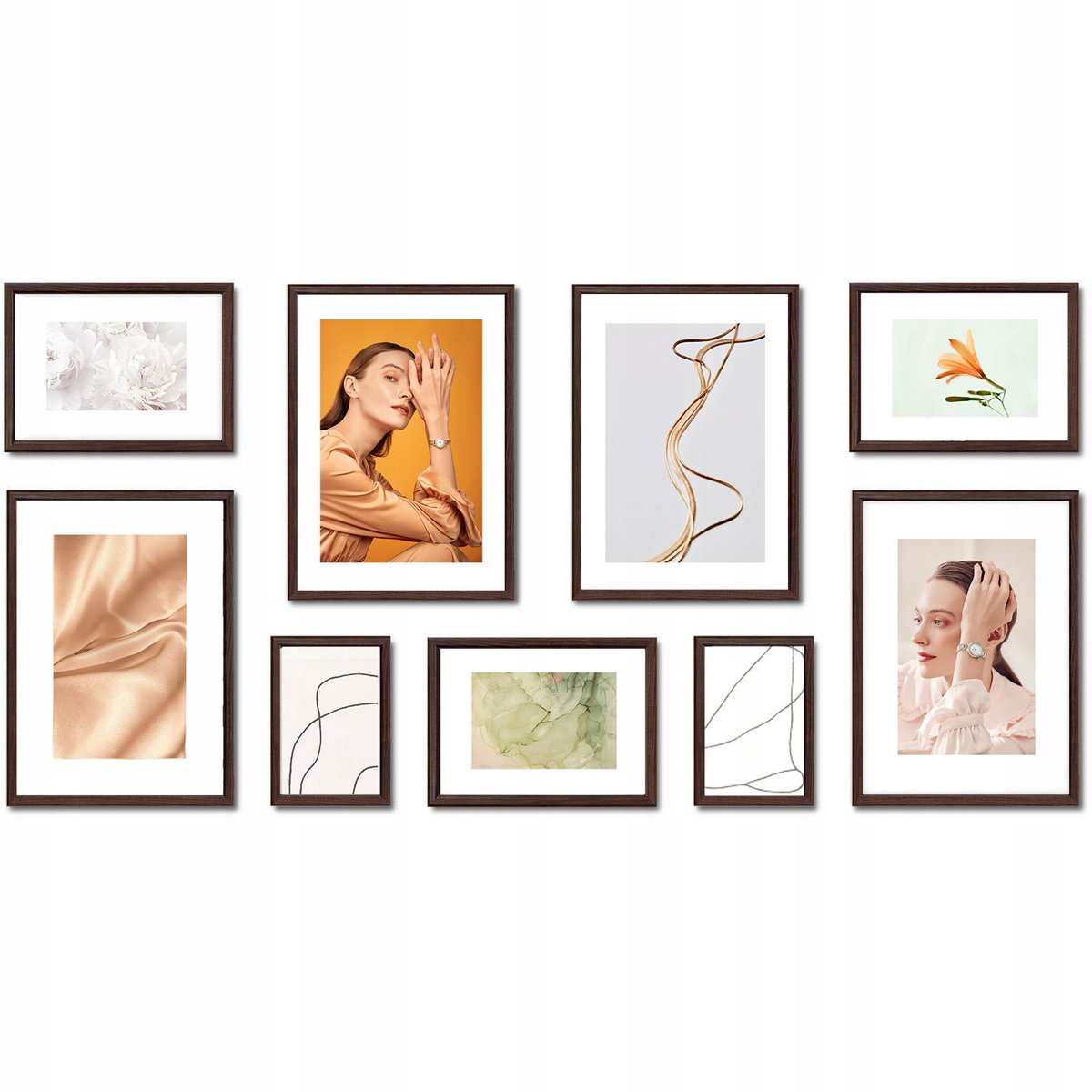 Luxe Wenge Fotolijst Galerij Set - 9 Foto's, Hout