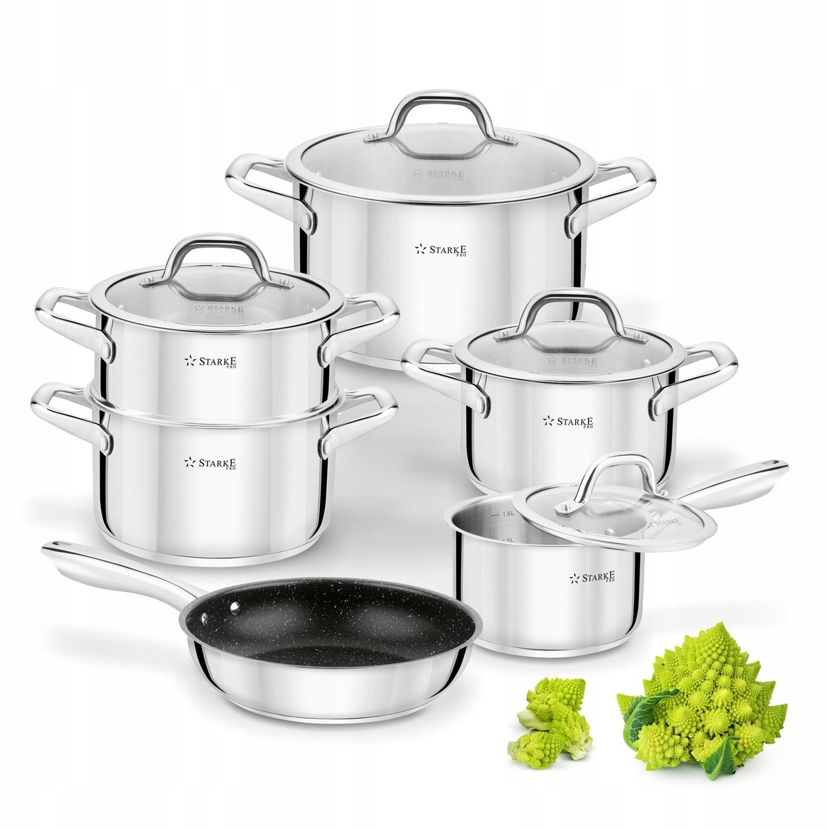 Strong Pro Treviso 10-delige Pannenset - Inductie & Gas - Inclusief Stoominzet