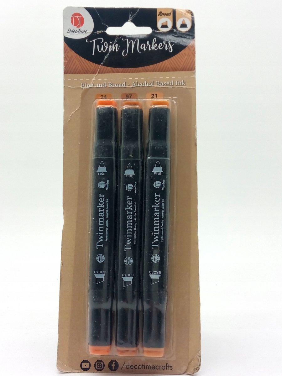 Twin Markers op alcoholbasis - Set van 3 kleuren
