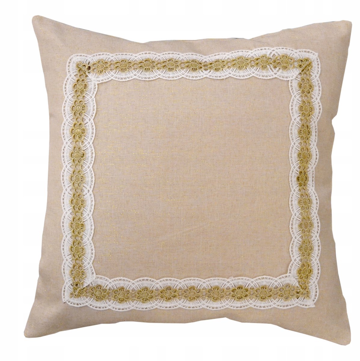 Decoratieve Kussenhoes Glamour 08 40x40 cm Ecru met Gouden Draad