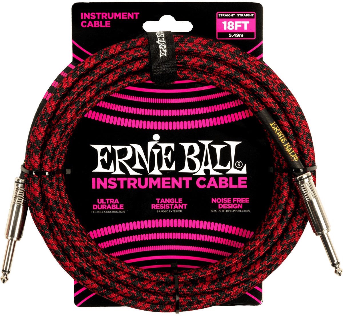 Ernie Ball 6396 braided instrument cable rood 5.5 m