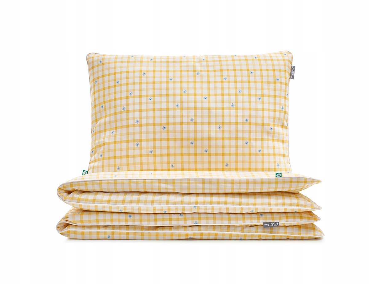 Geel geruit katoenen dekbedovertrekset 140x200cm + kussensloop 80x70cm