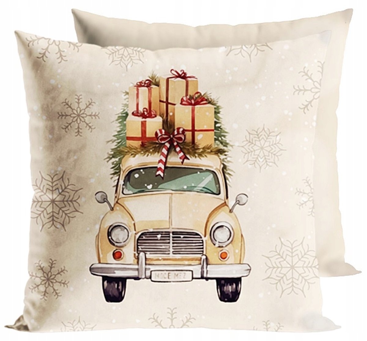 Kerst Kussenhoes Vintage Auto 40x40 cm