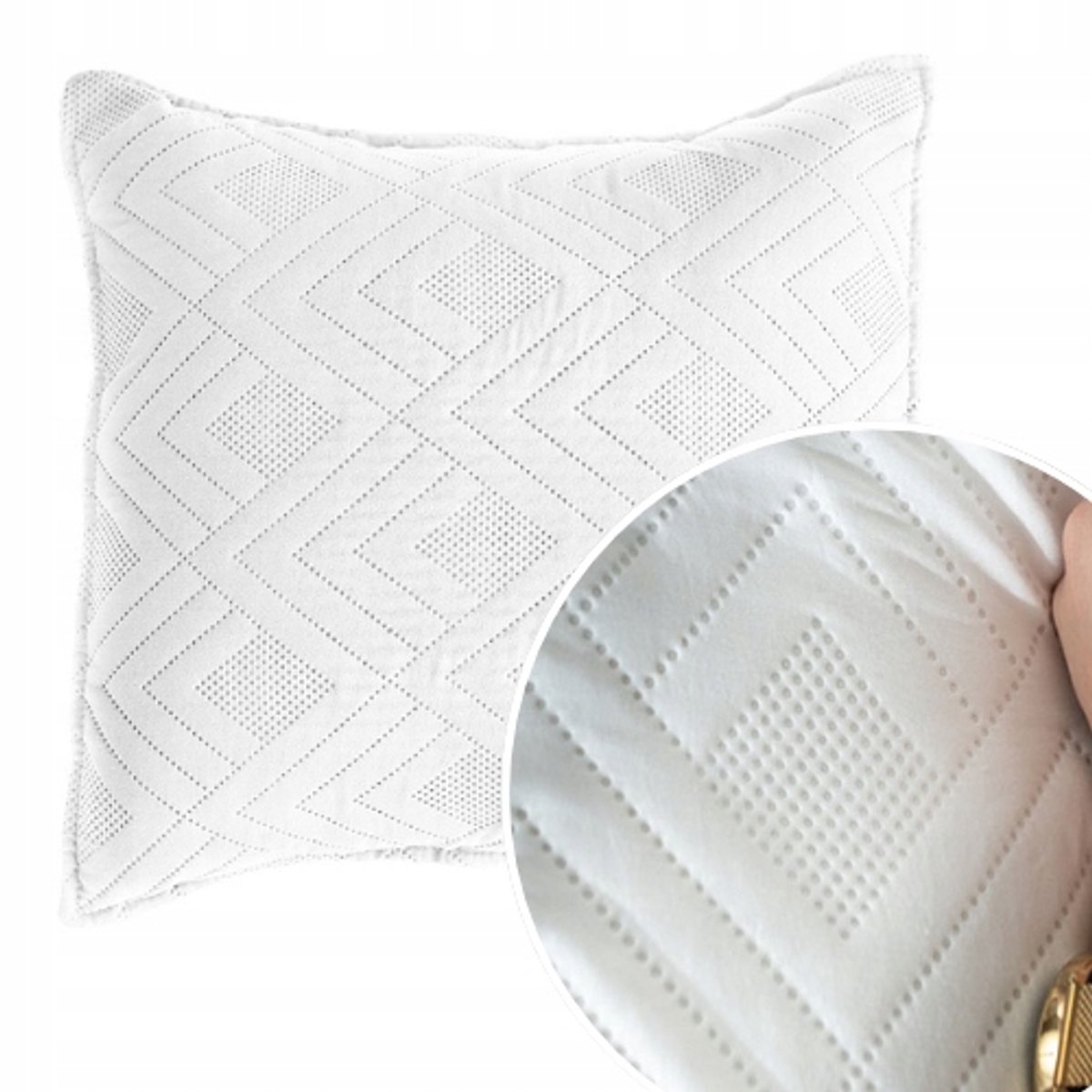 Decoratieve kussensloop wit met geometrisch patroon 40x40 cm